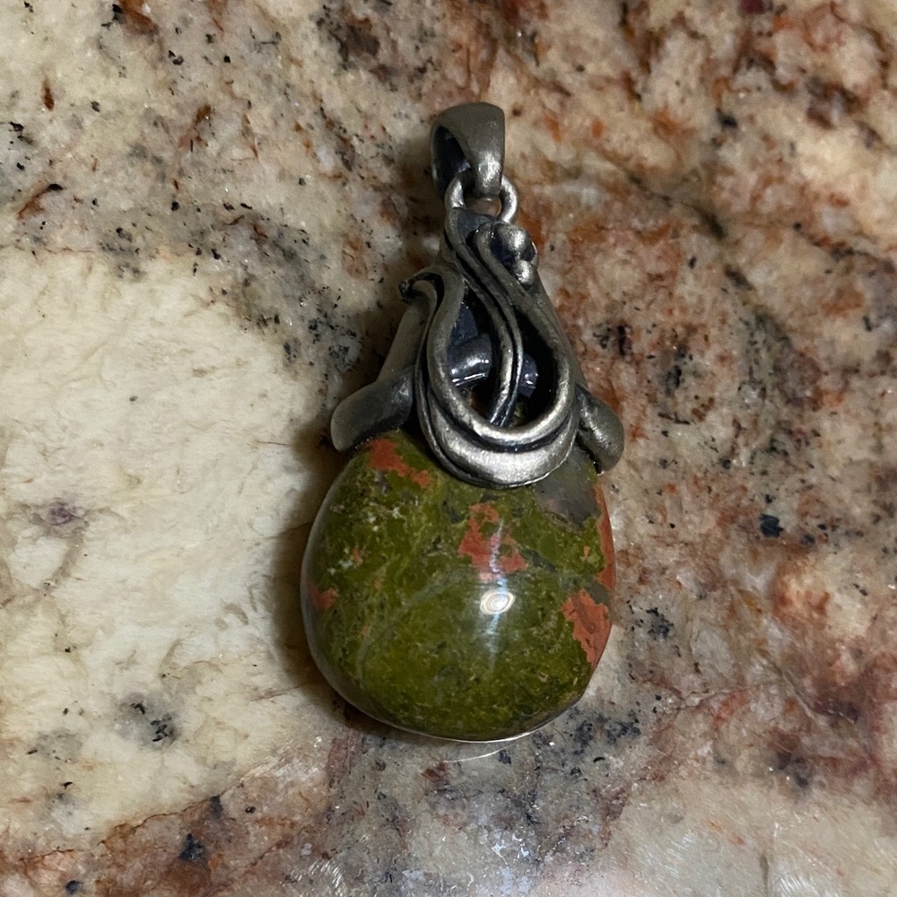 Silver and Green Stone Pendant